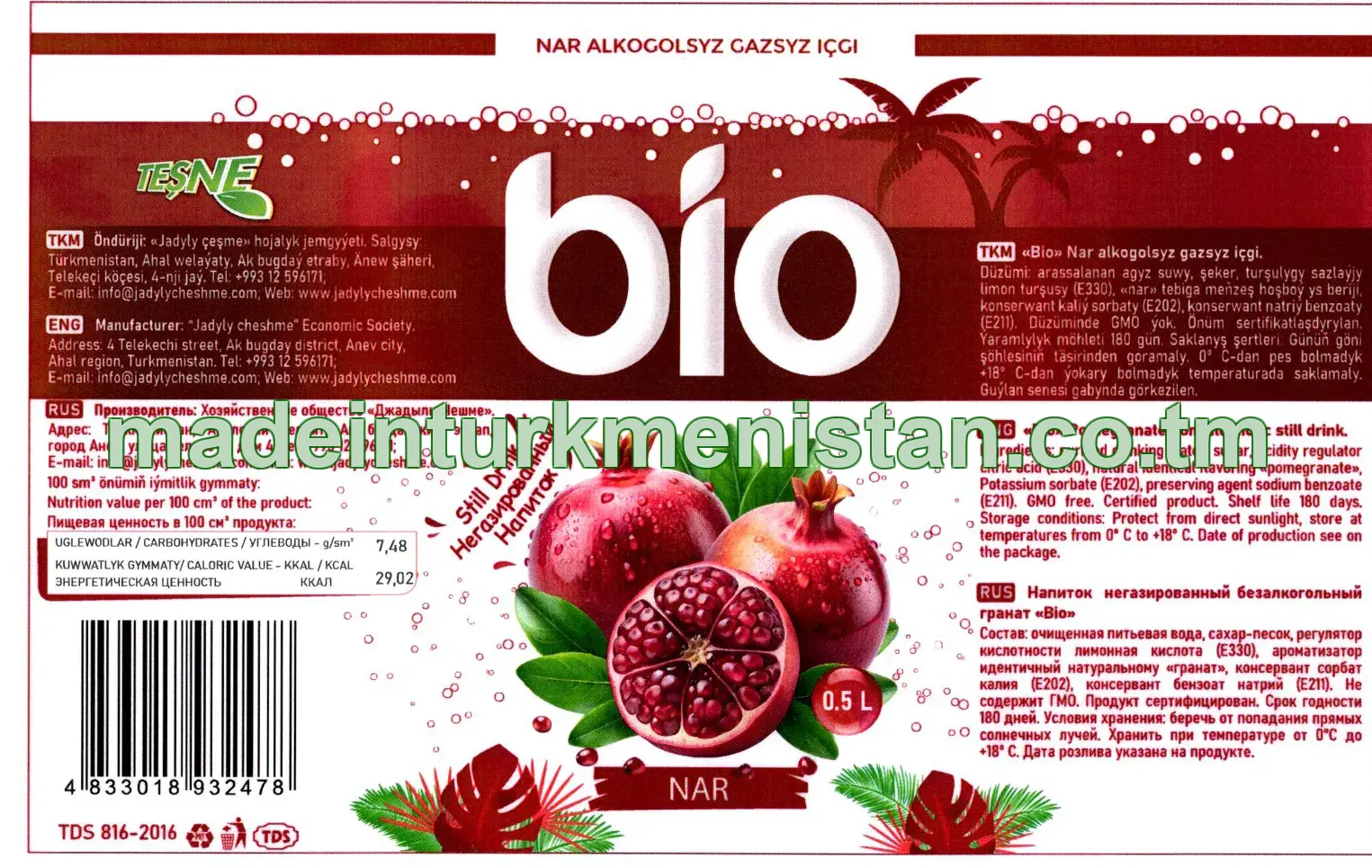 "Bio" nar alkogolsyz gazsyz içgi