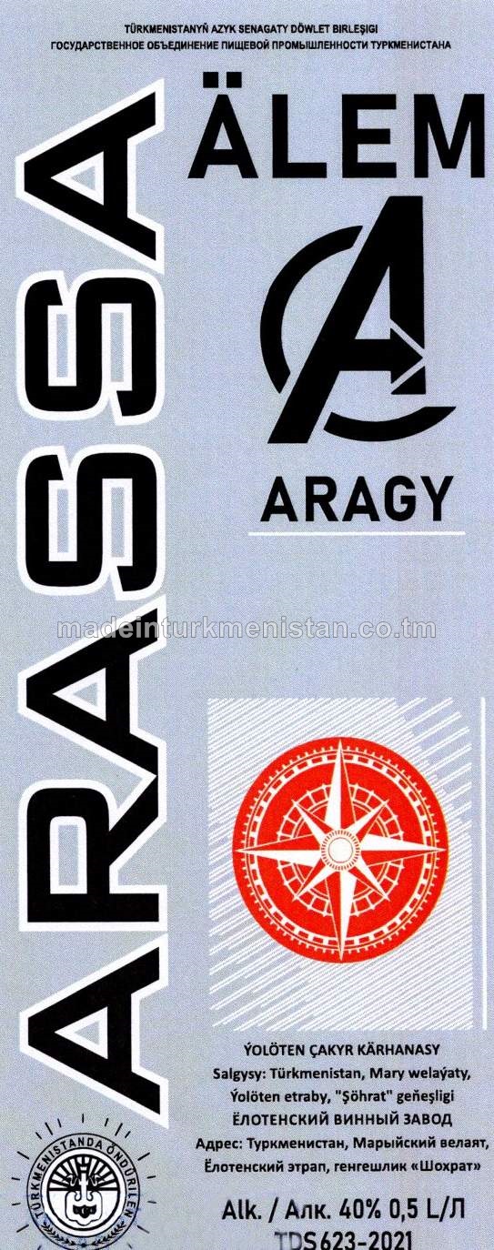 "Arassa älem" aragy. Alk: 40%