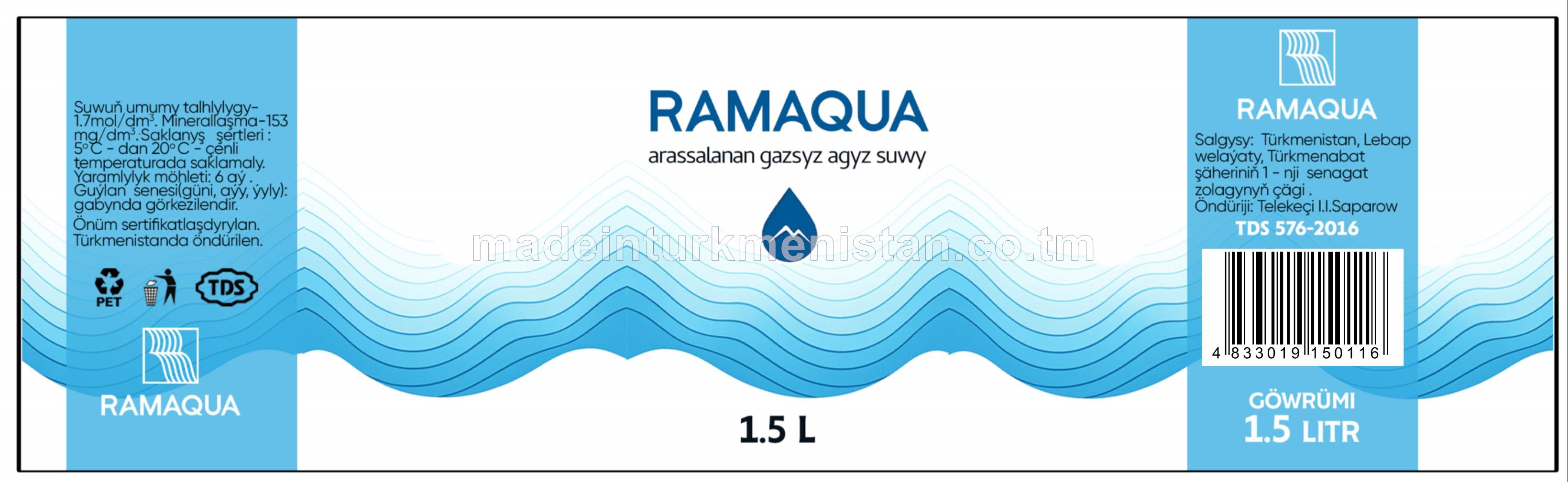 "Ramaqua" arssalanan gazsyz agyz suwy (Türkmenistanda öndürilen)