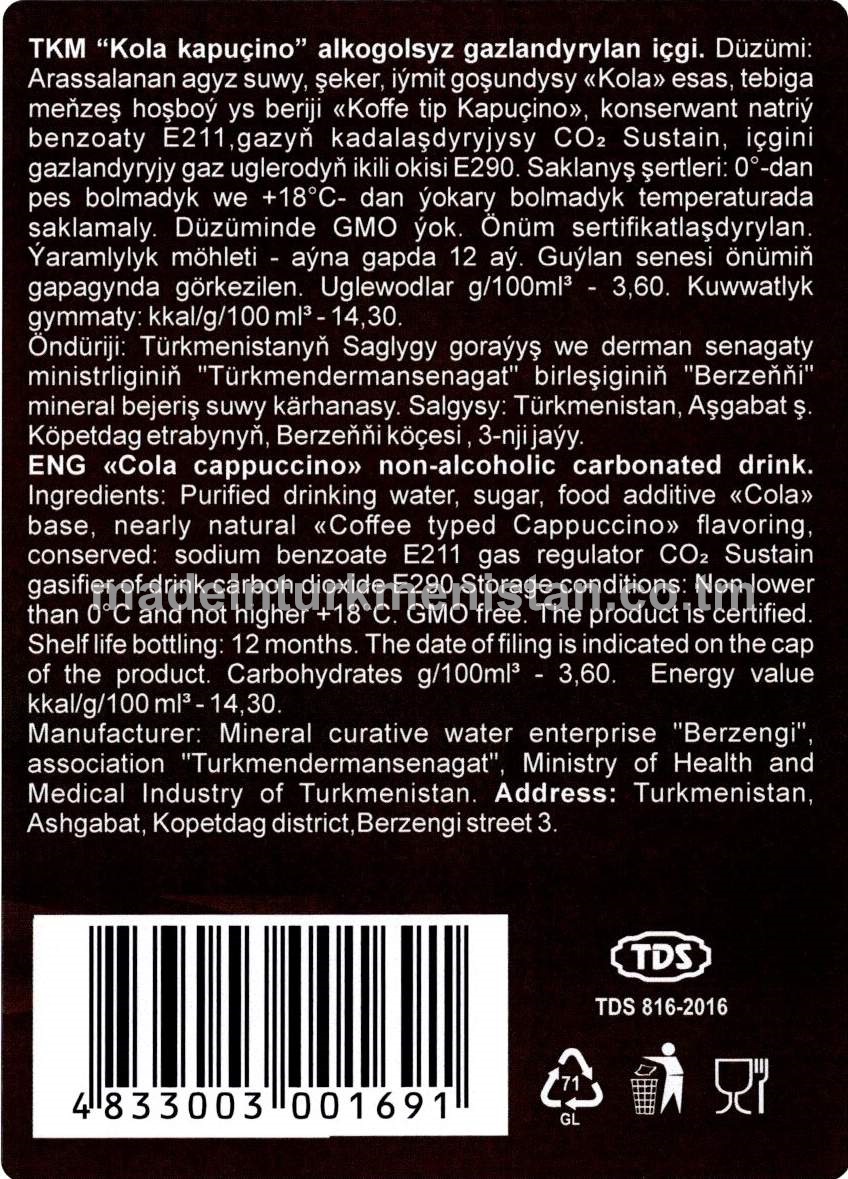 "Kola-Kappuçina" alkogolsyz gazlandyrylan içgi