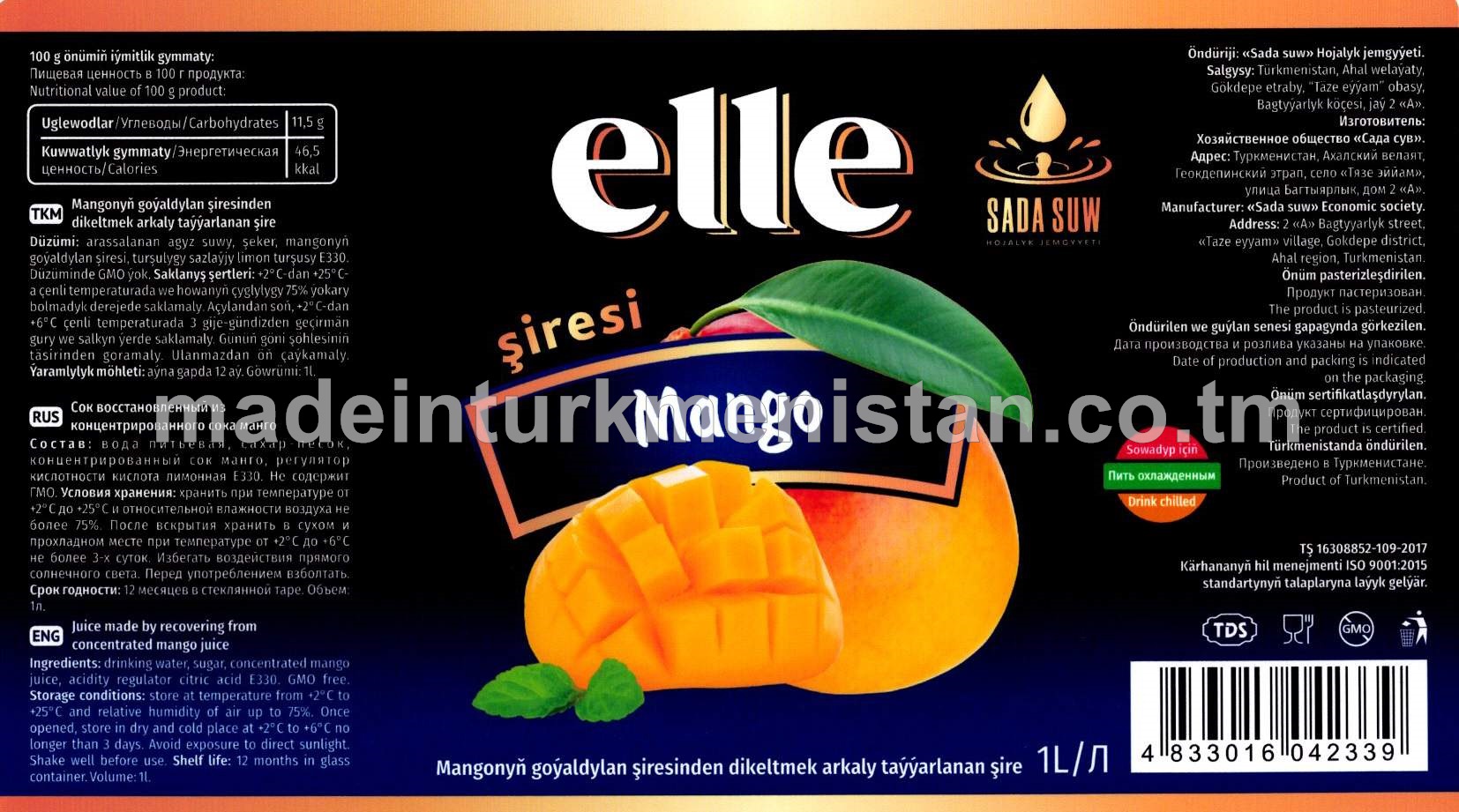Elle mangonyň goýaldylan şiresinden dikeltmek arkaly taýýarlanan şire