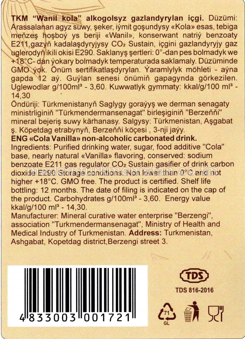 "Wanil Kola" alkogolsyz gazlandyrylan içgi