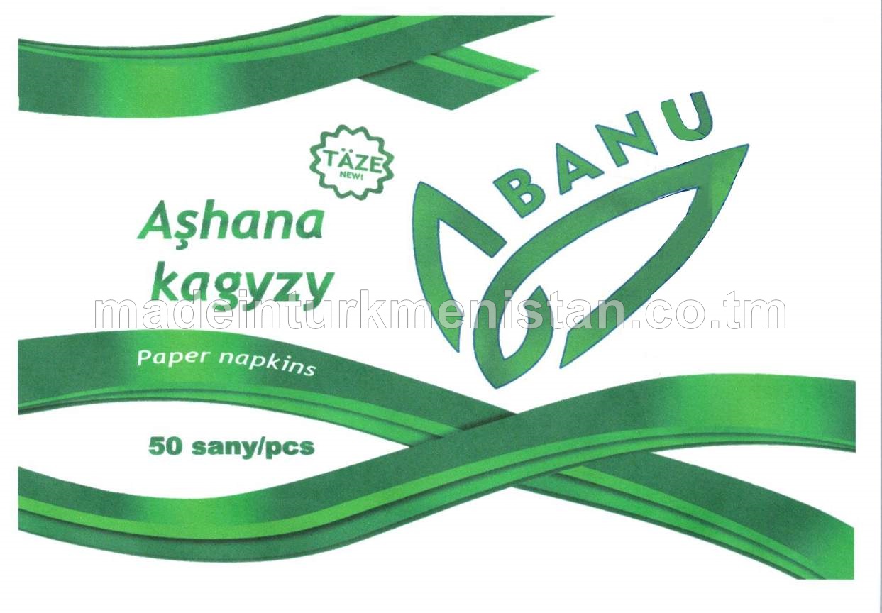 Aşhana kagyzy. 24*24sm, bir gatly, ak reňkli, basylyp nagyşlanan