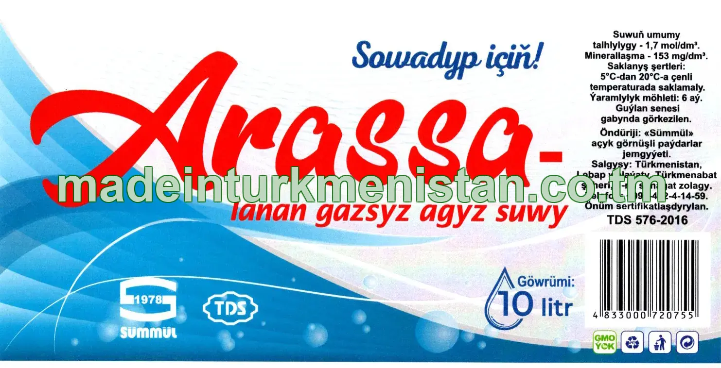 "Arassa" arasalanan agyz suwy 10 litr