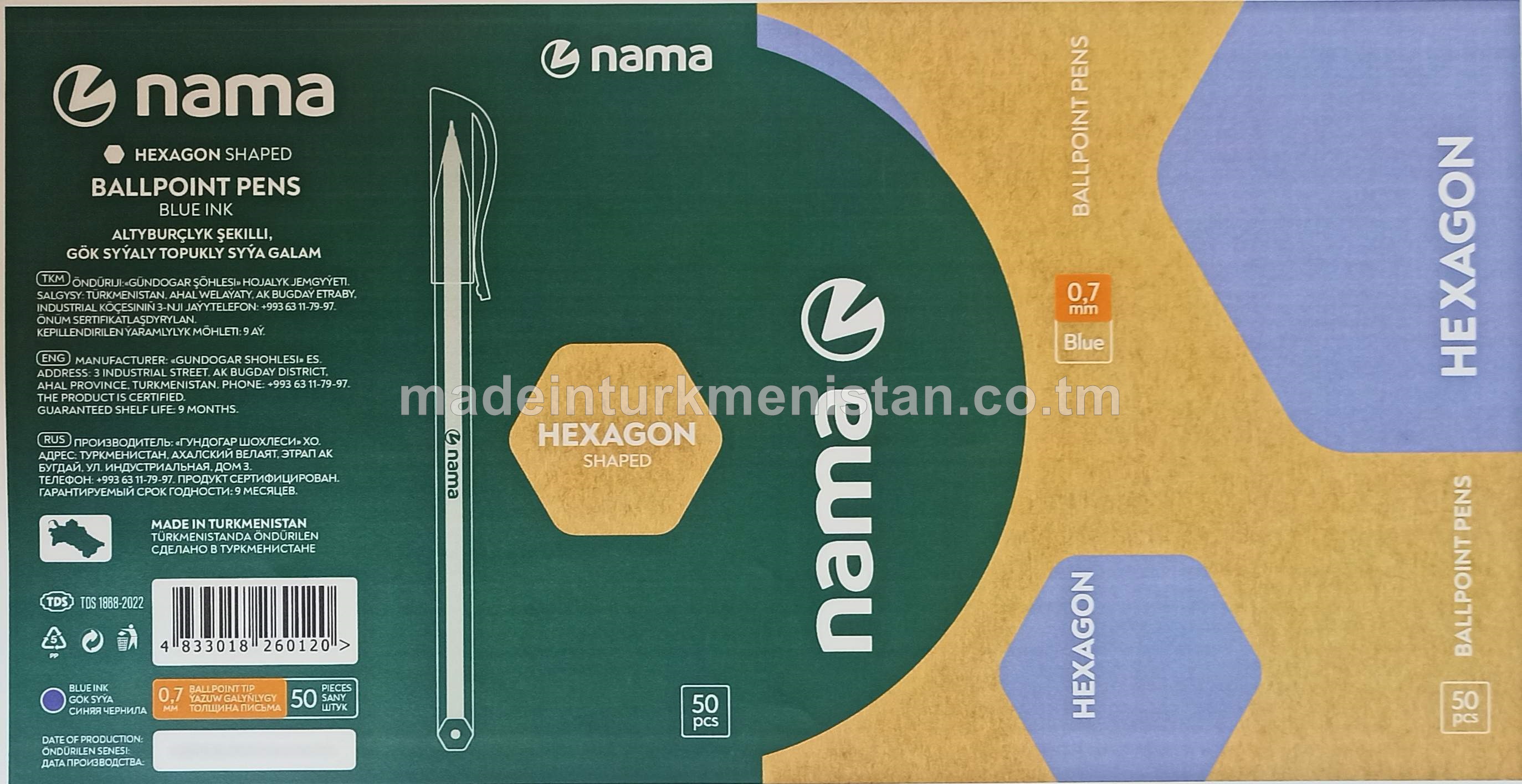 Altyburçlyk şekilli, gök syýaly topukly syýa galam, 0,7 mm