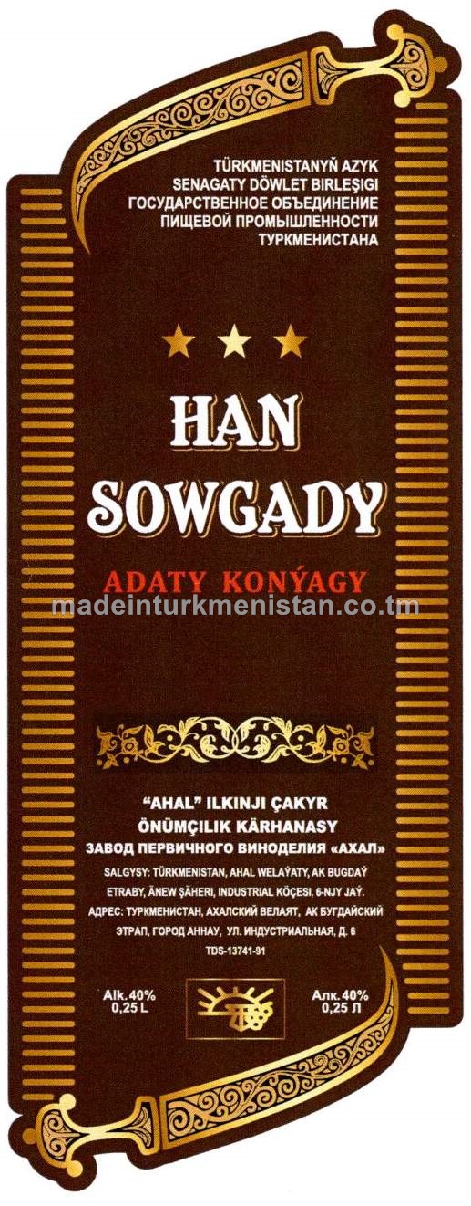 "Han Sowgady" adaty konýagy. Alk: 40%