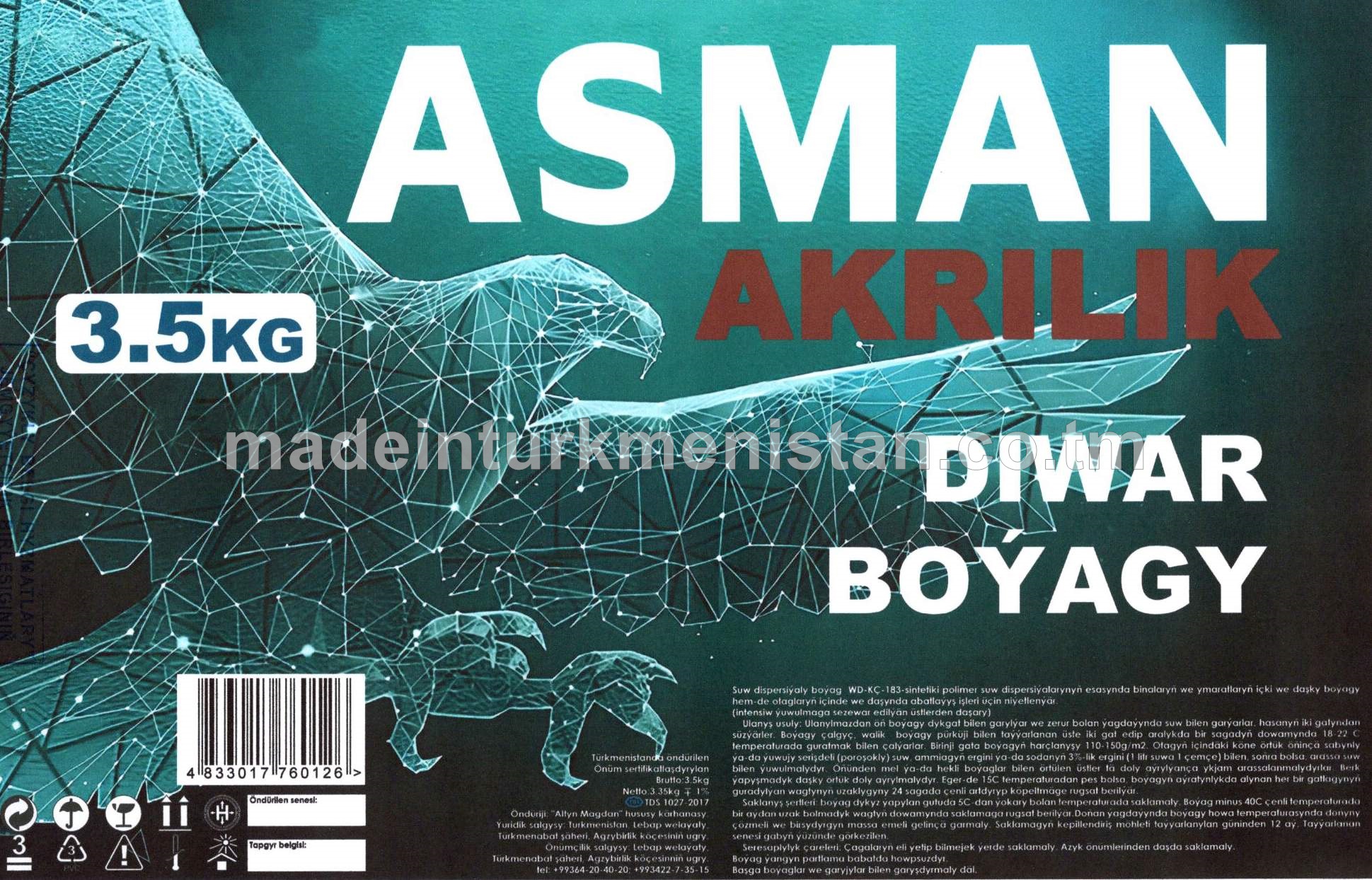 Akrilik diwar boyagy WD-KÇ-183