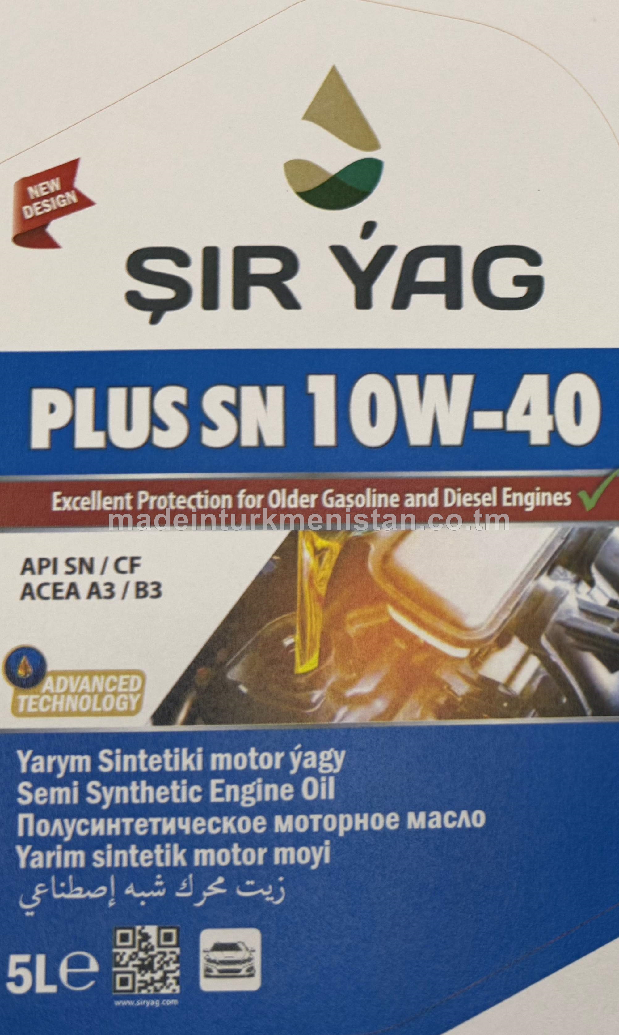 PLUS SN 10W-40 ýarym sintetiki motor ýagy