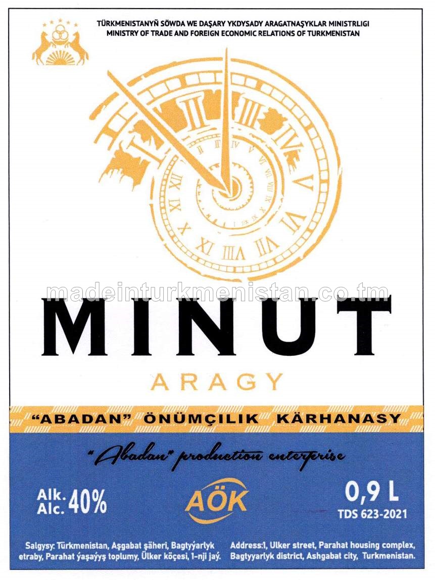 "Minut" aragy. Alk: 40%