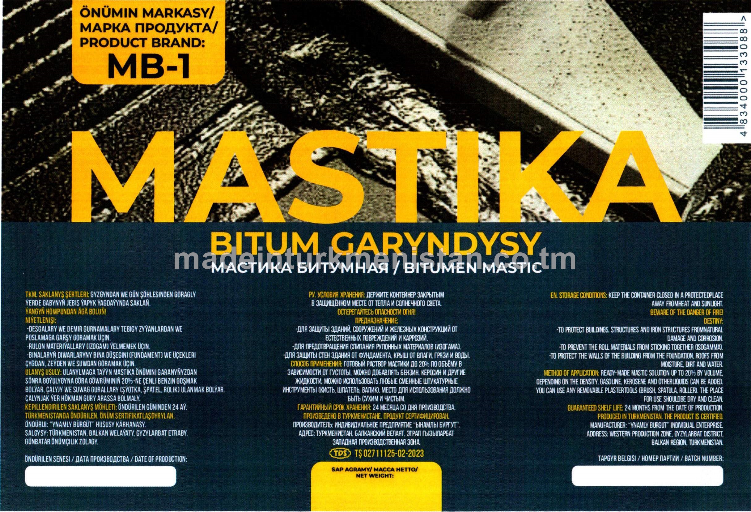 Mastika bitum garyndysy MB-1