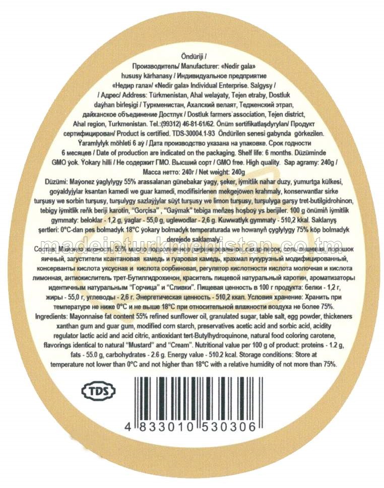 Maýonez ýaglylygy 55%