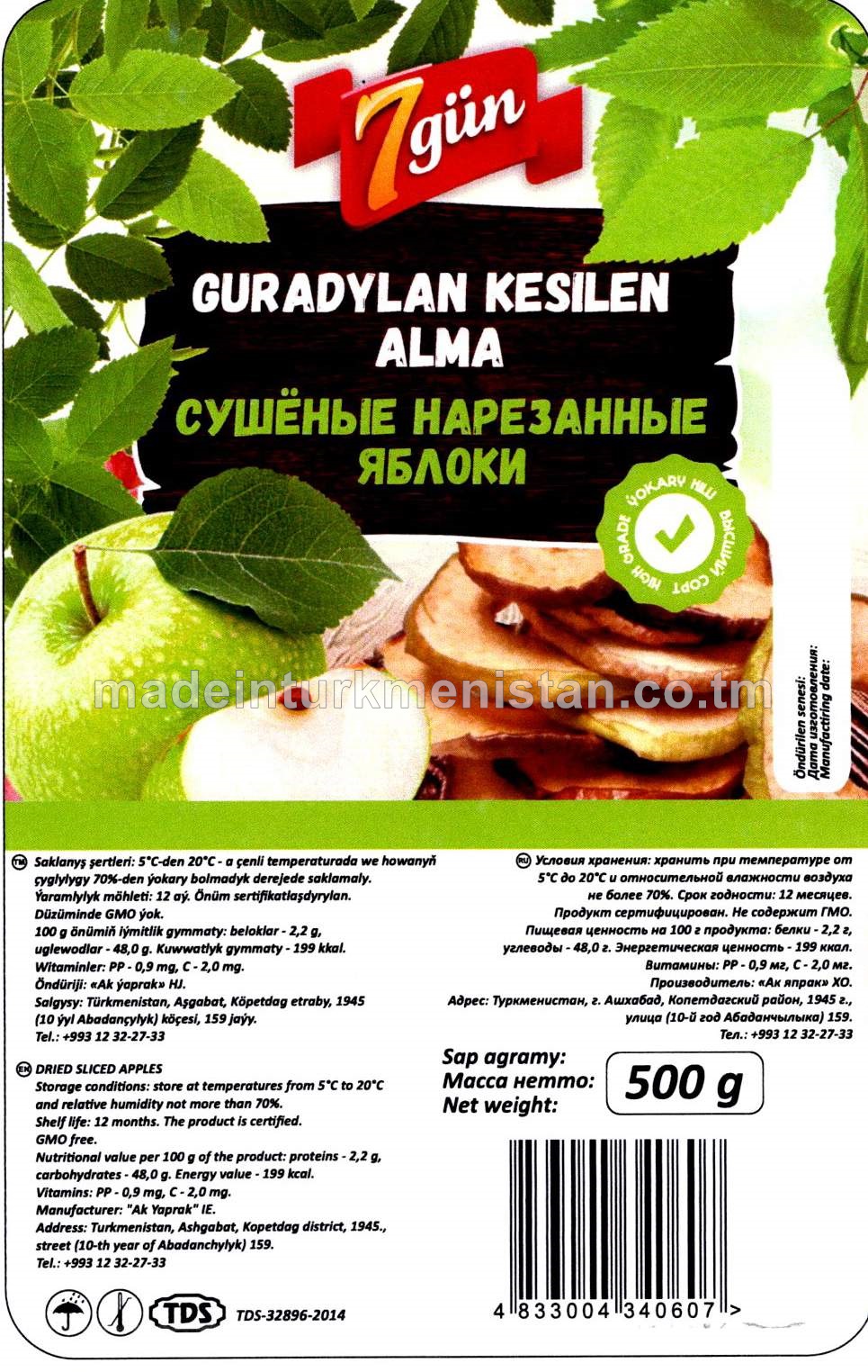 Guradylan kesilen alma