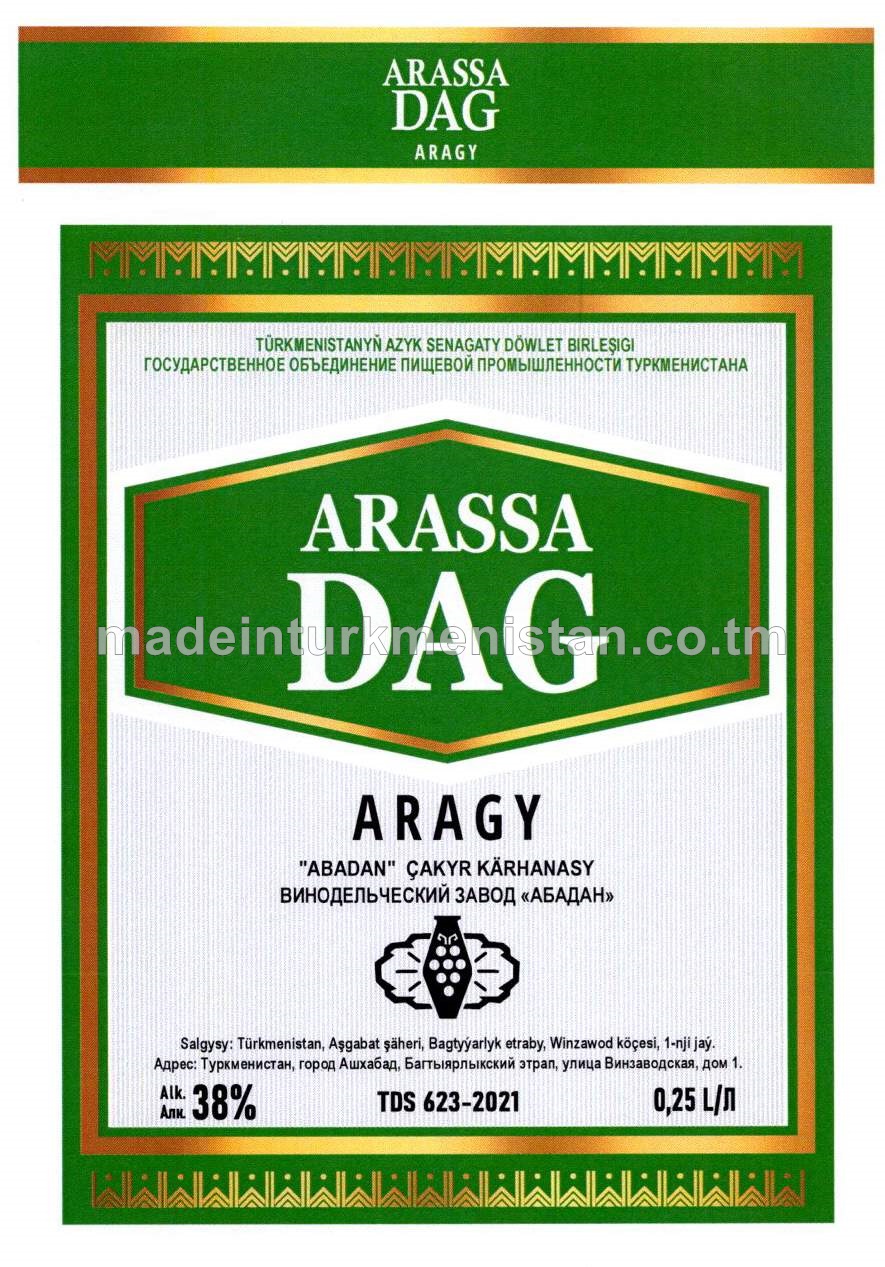 "Arassa dag" aragy. Alk: 38%