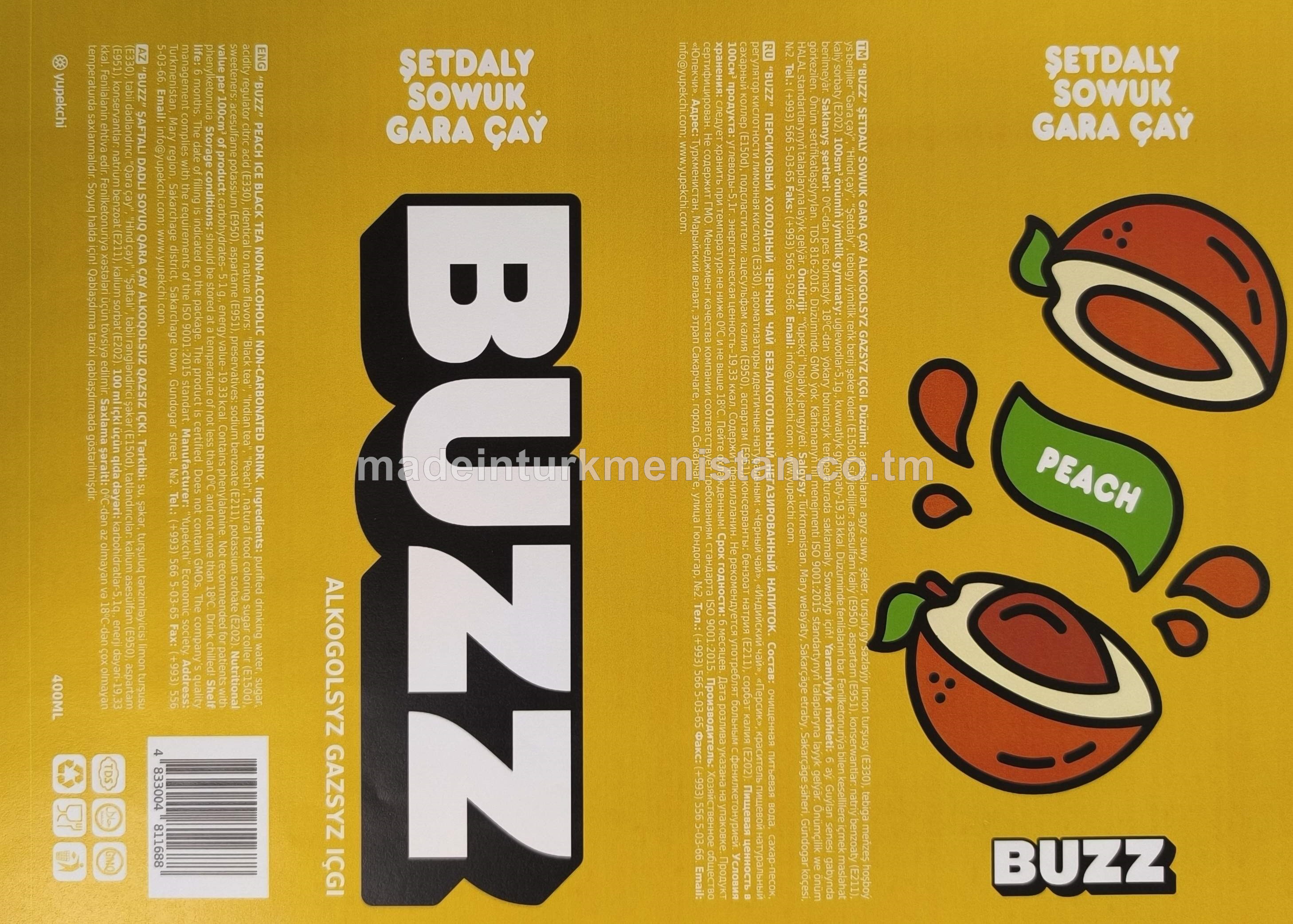 "BUZZ" Şetdaly sowuk gara çaý alkogolsyz gazsyz içgi