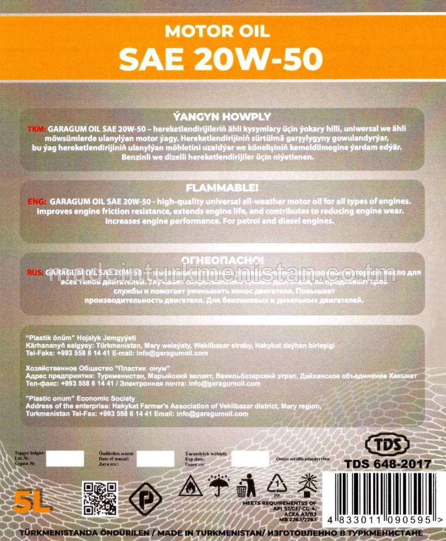 Motor ýagy SAE 20W-50