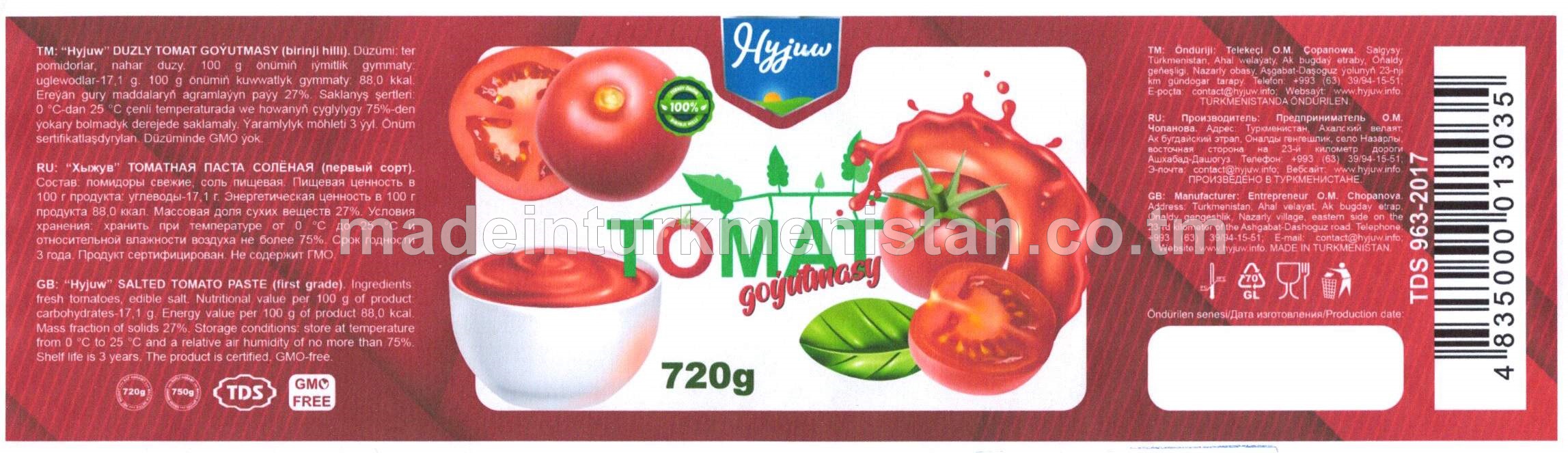 "Hyjuw" pomidor goýutmasy birinji hilli