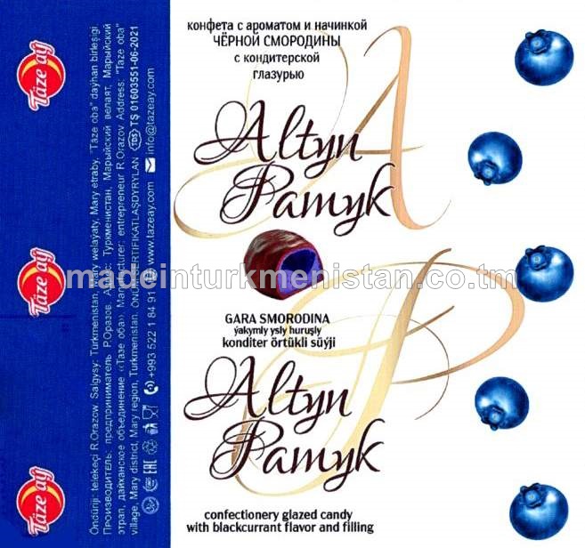 “Altyn Pamyk” gara smorodina ýakymly ysly huruşly konditer örtükli süýji