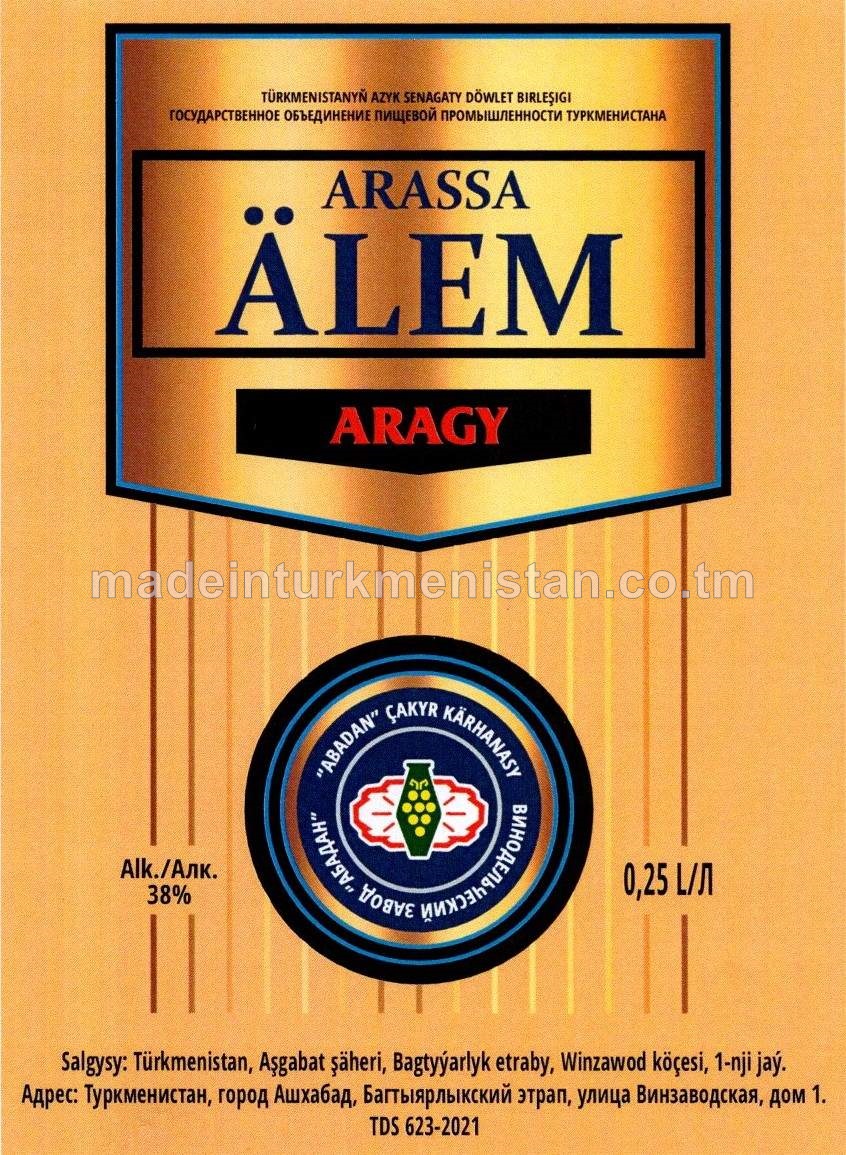 "Arassa älem" aragy. Alc: 38%