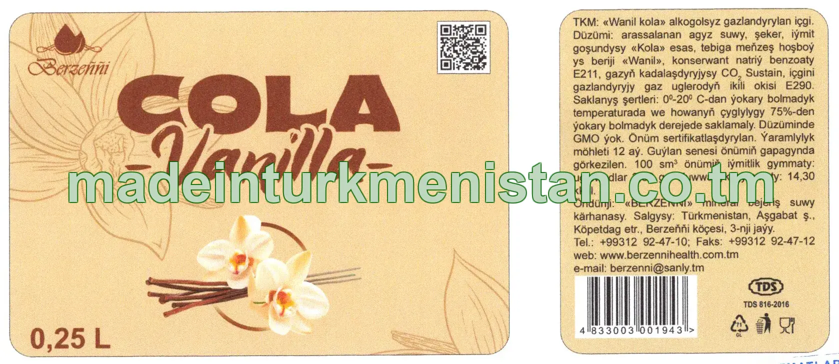 "Wanil Kola" alkogolsyz gazlandyrylan içgi