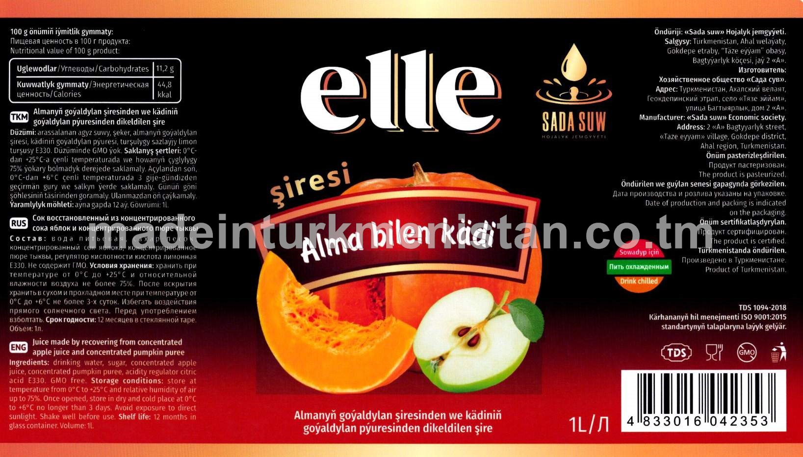 Elle almanyň goýaldylan  şiresinden we kädiniň goýaldylan pýuresinden dikeldilen  şire 