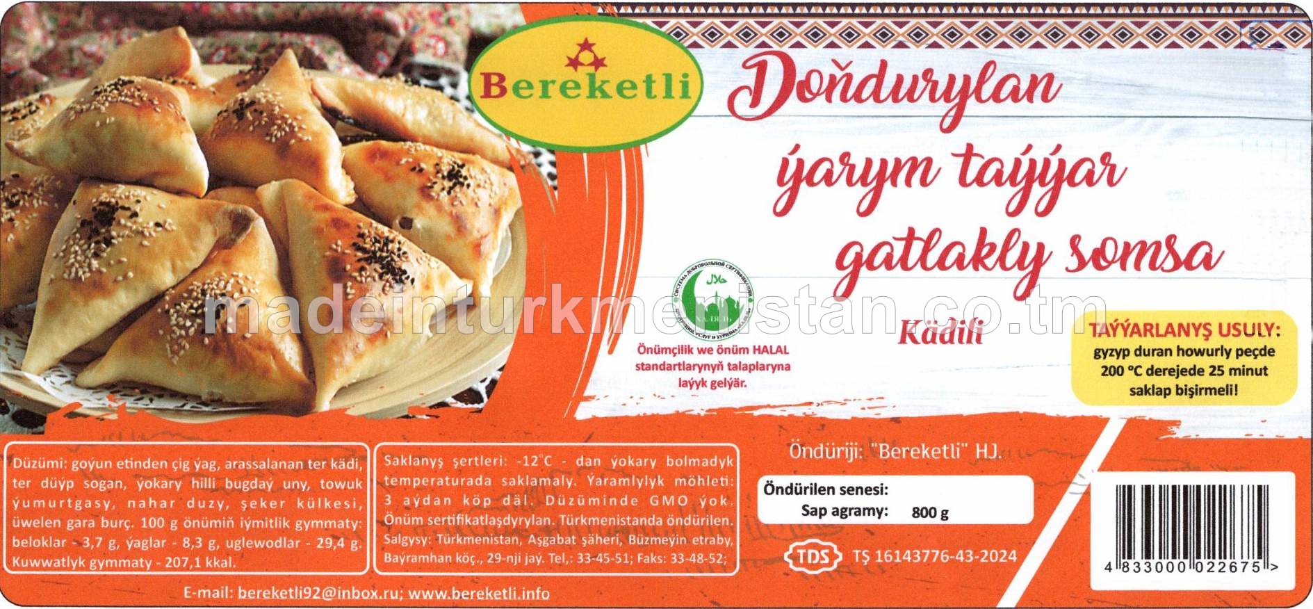 Doňdurylan ýarym taýýar gatlakly somsa kädili