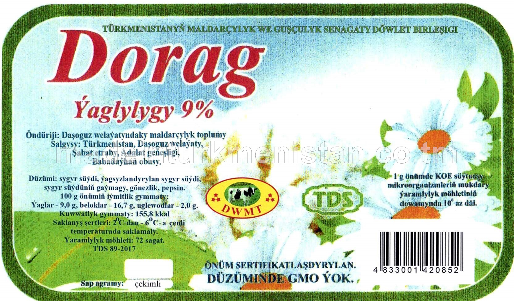 Dorag ýaglylygy 9% (çekimli)