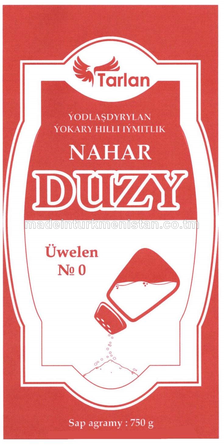 Ýodlaşdyrylan ýokary hilli iýmitlik nahar duzy, üweme №0