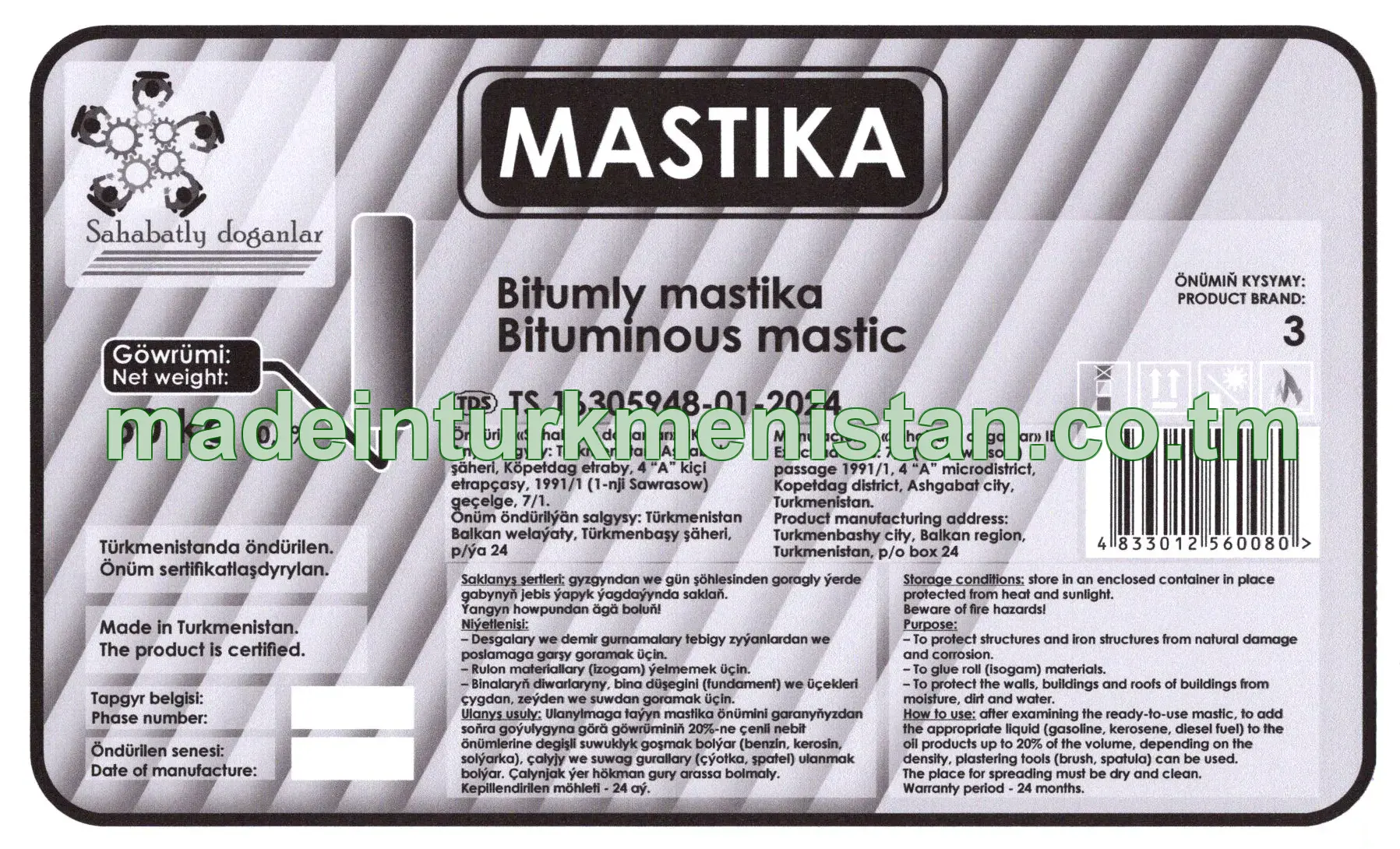 Bitumly mastika. Önümiň kysymy: 3