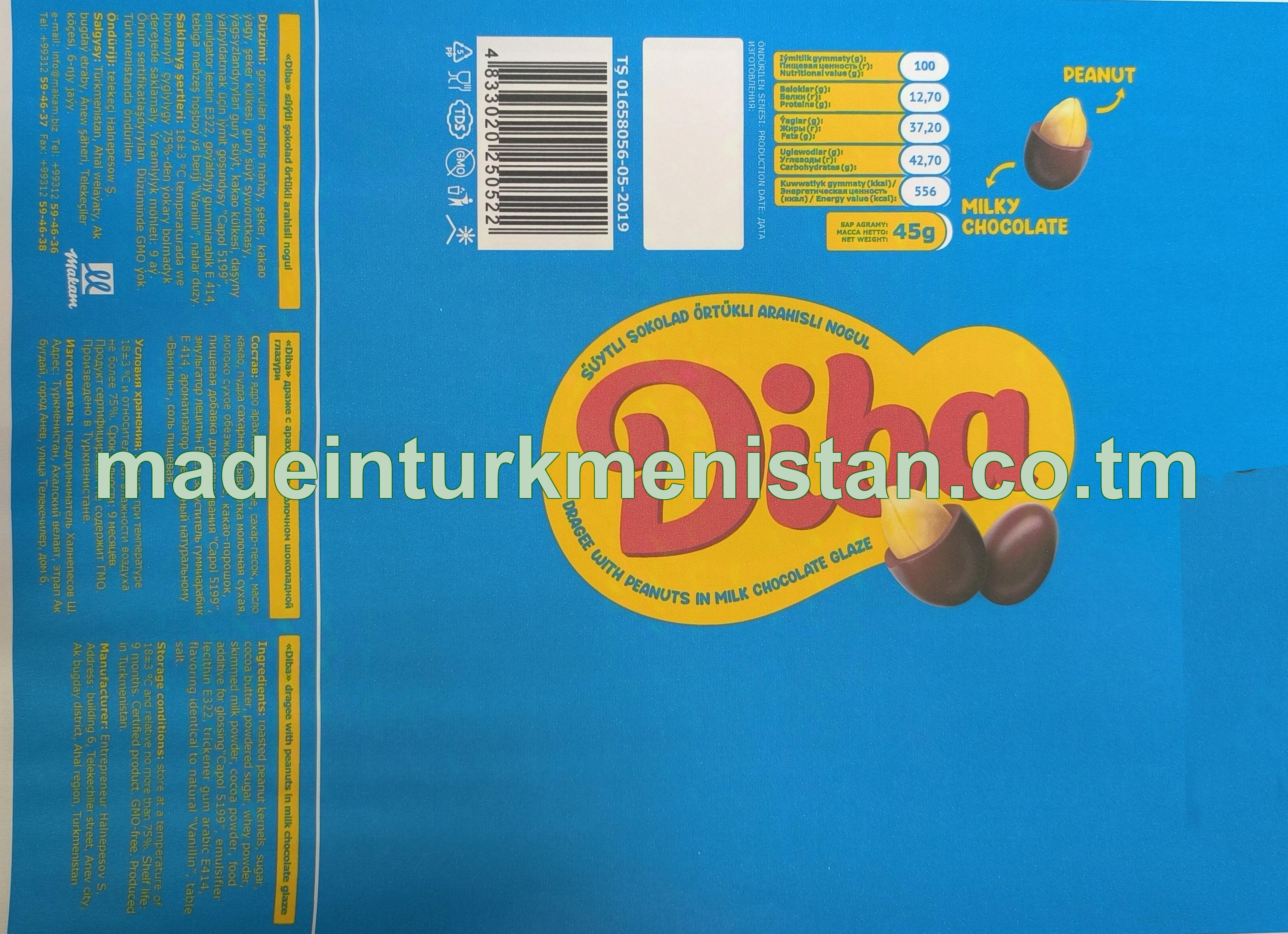 Süýtli şokolad örtükli arahisli nogul