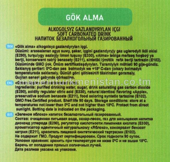 "Gök alma" alkogolsyz gazlandyrylan içgi,alma