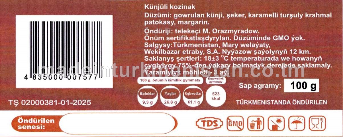 Künjüli kozinak (goňur etiketka)