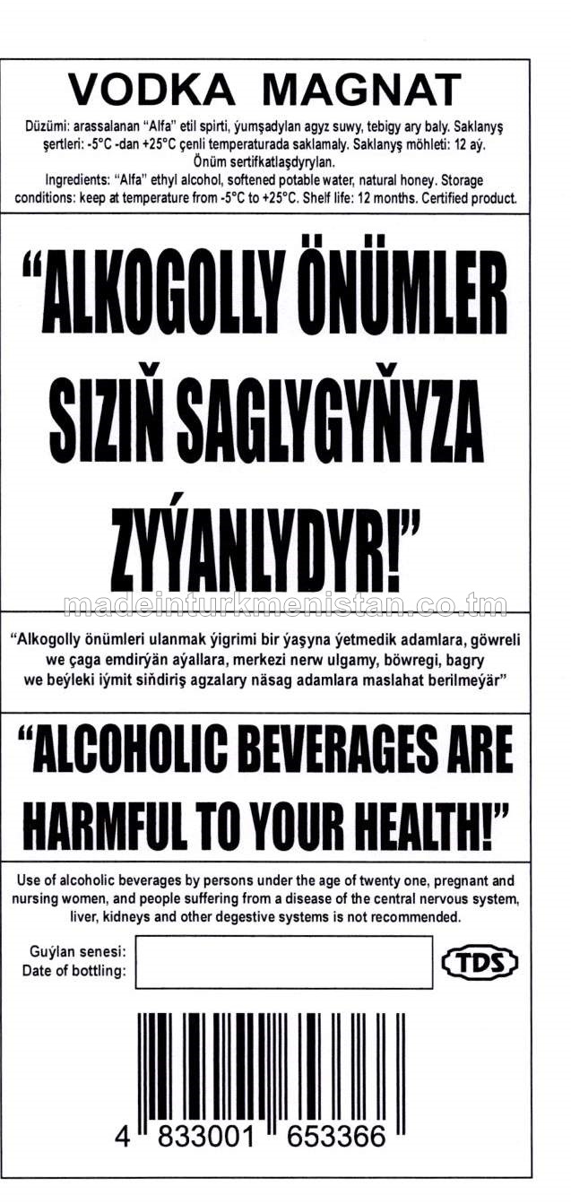 "MAGNAT" aragy. Alk: 40%