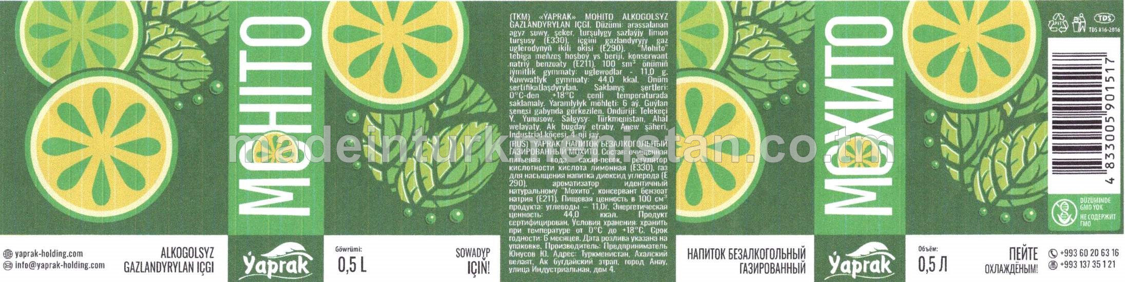 "Ýaprak" mohito alkogolsyz gazlandyrylan içgi