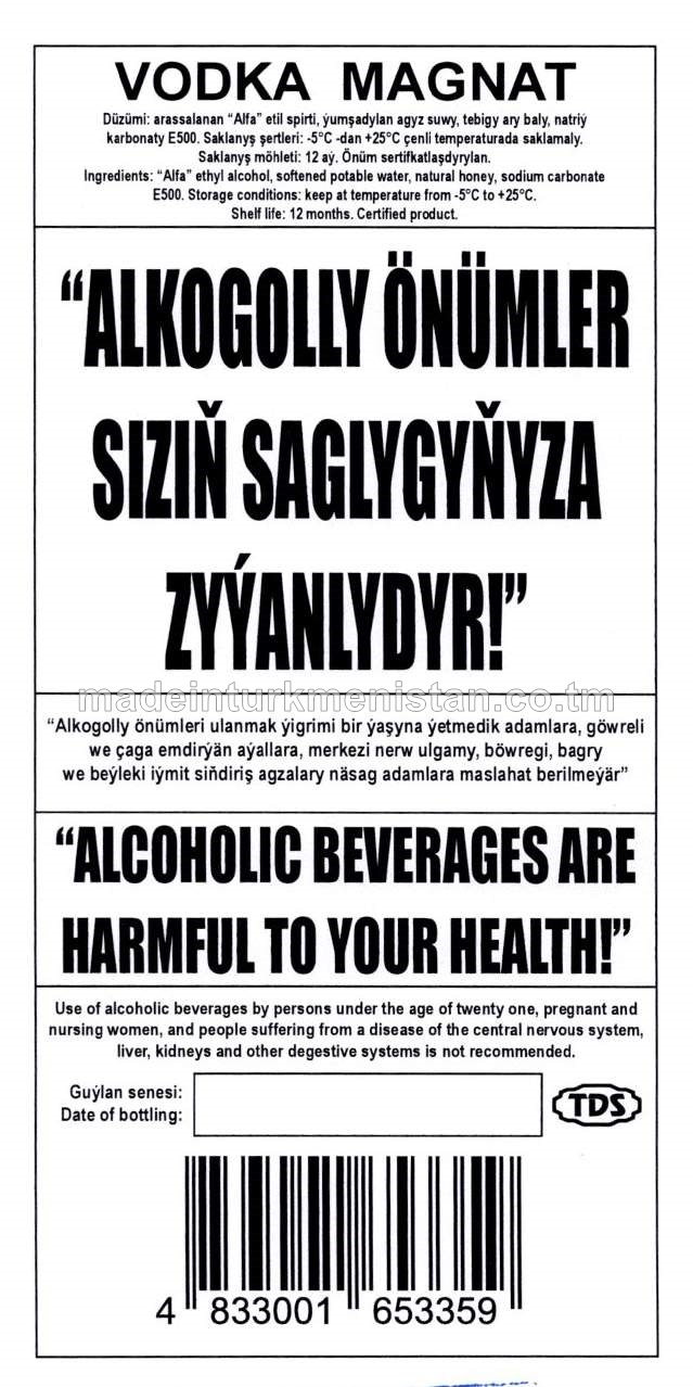 "MAGNAT" aragy. Alk: 40%