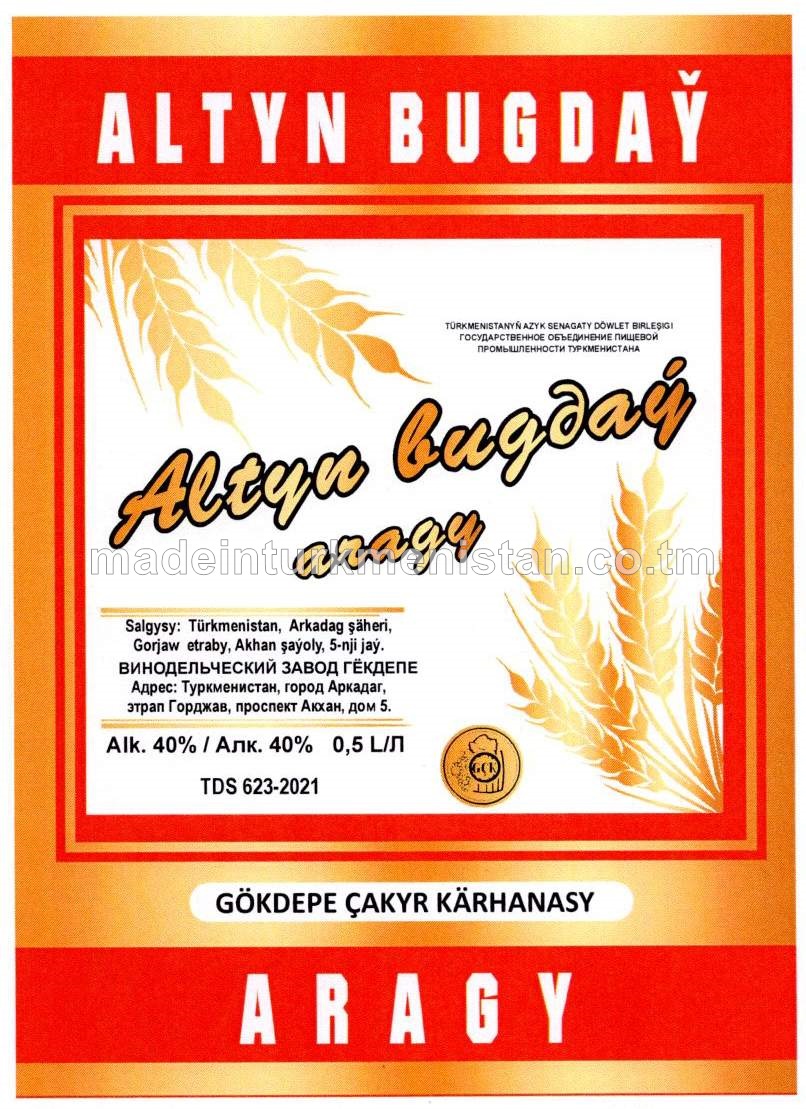 "Altyn bugdaý" aragy. Alk:40%