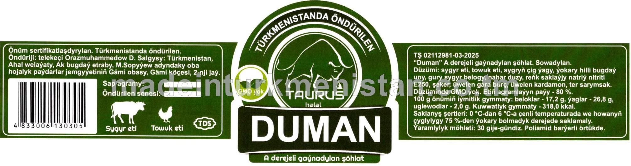 “Duman” A derejeli gaýnadylan şöhlat. Sowadylan