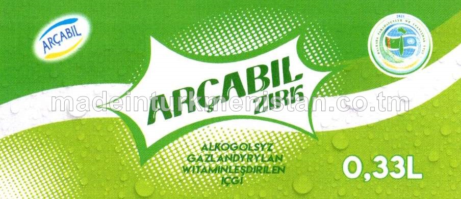 "Arçabil Zirk" alkogolsyz gazlandyrylan witaminleşdirilen içgi (ýaşyl dizaýn)