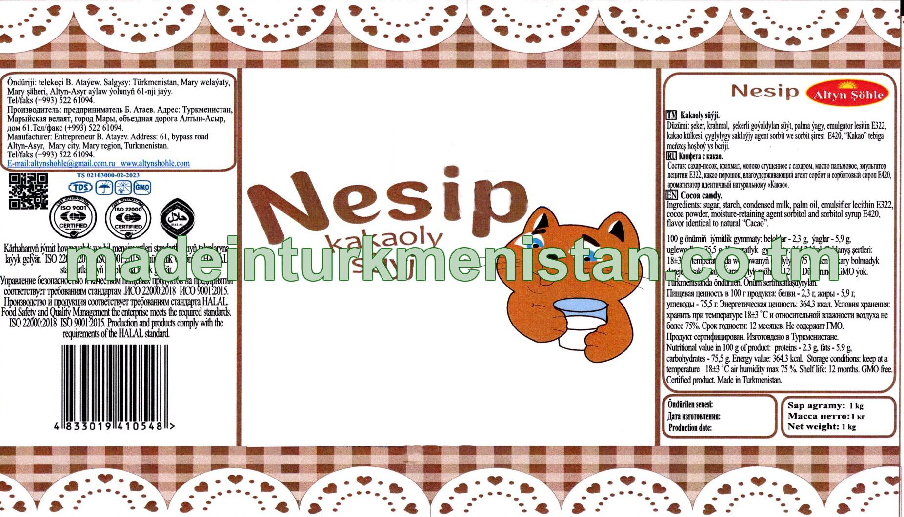 "Nesip" kakaoly süýji