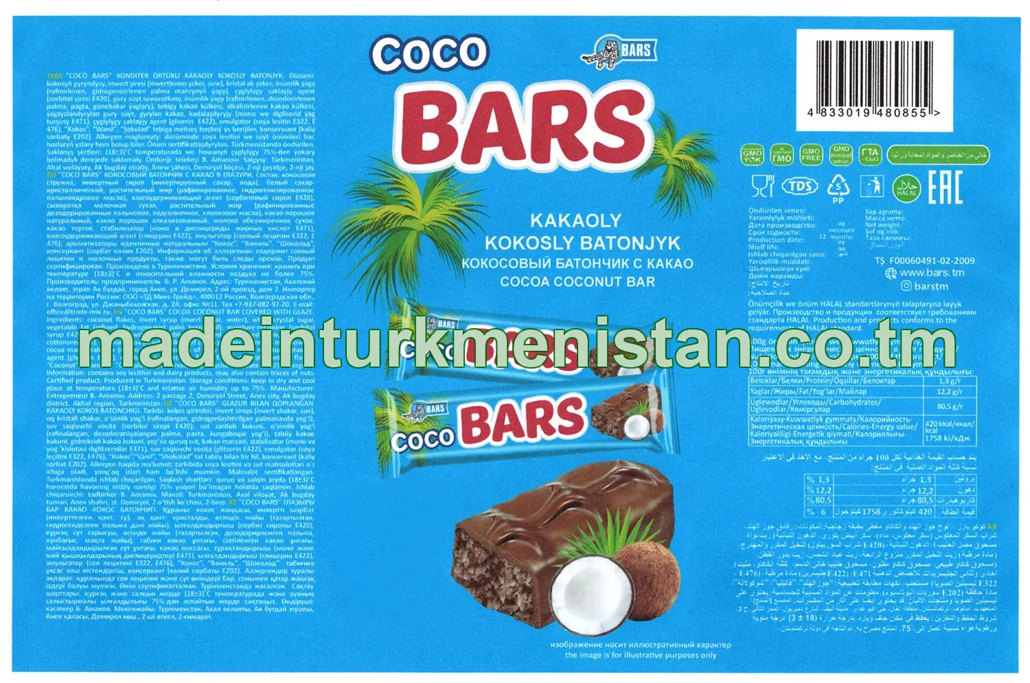 "Coco Bars" konditer örtükli kakaoly kokosly batonjyk