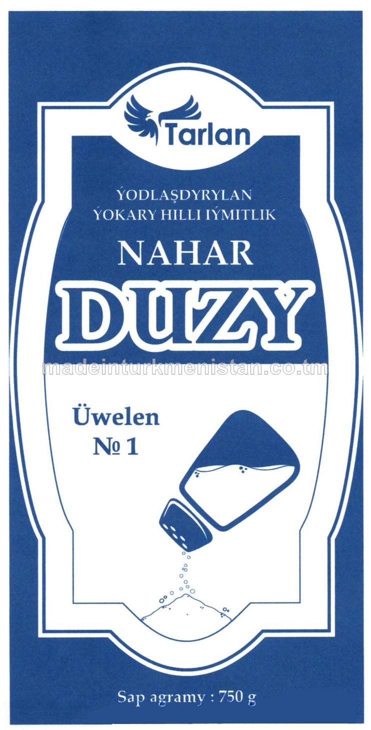 Ýodlaşdyrylan ýokary hilli iýmitlik nahar duzy, üweme №1 
