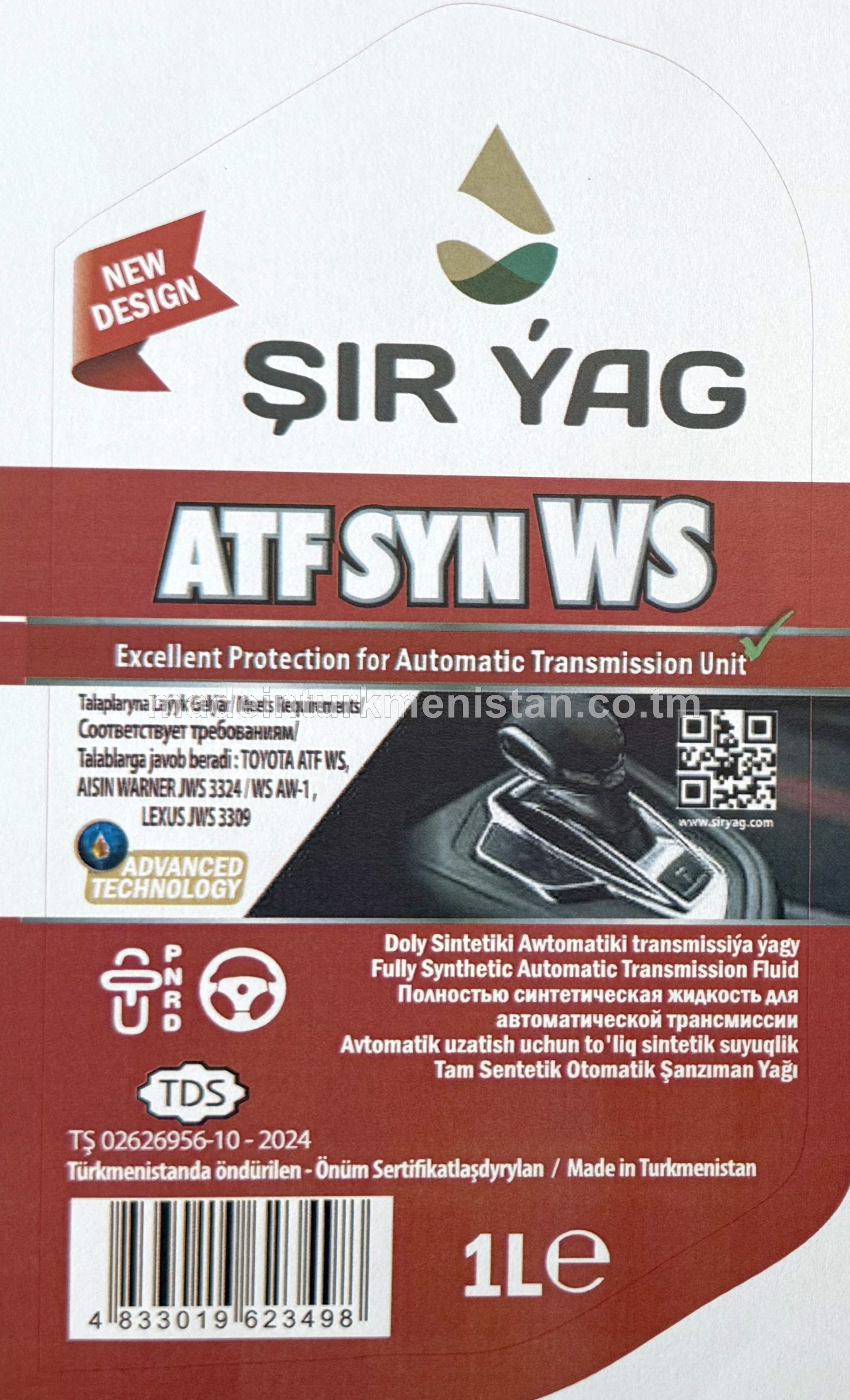 Doly sintetiki Awtomatiki transmissiýa ýagy ATF SYN WS