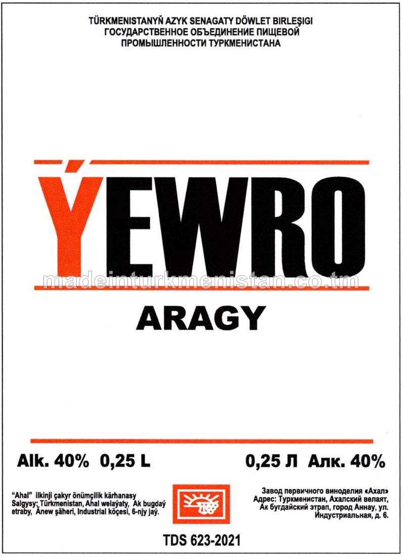 "Ýewro" aragy. Alk: 40%