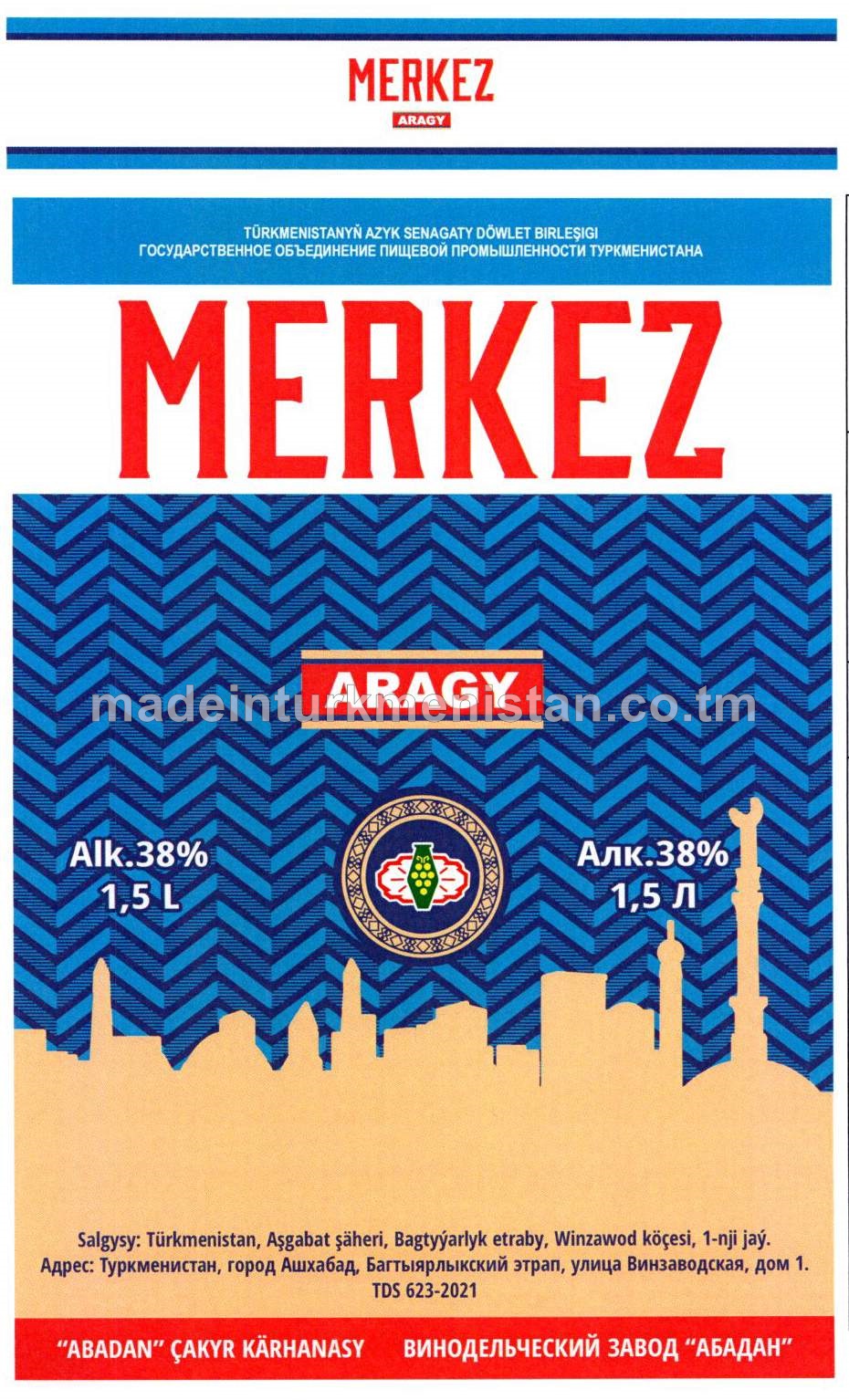 "Merkez" aragy. Alk: 38%