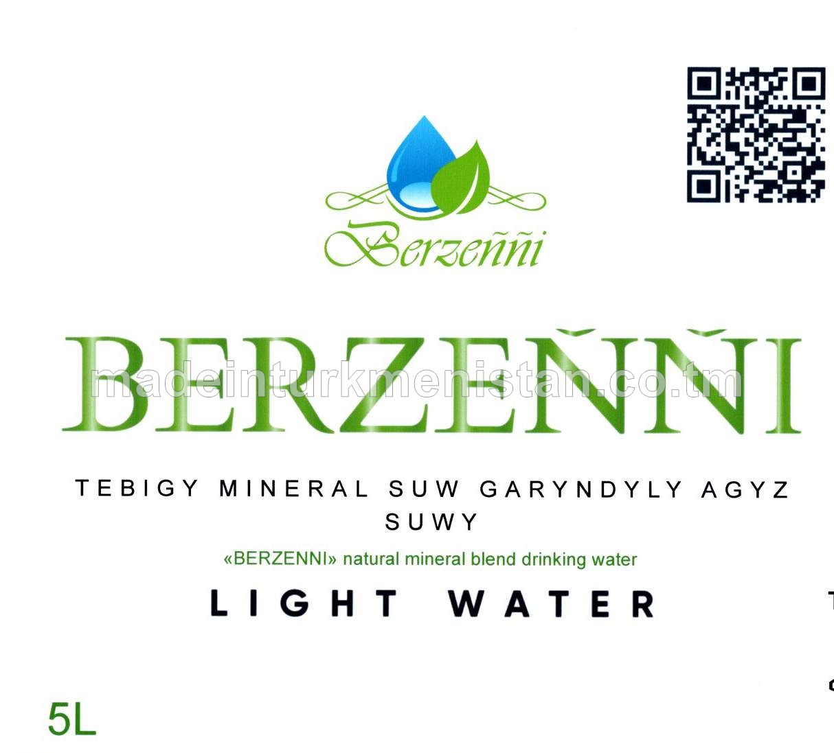 "Berzeňňi" tebigy mineral suw garyndyly ýeňil minerallaşdyrylan agyz suwy (PET gapda)