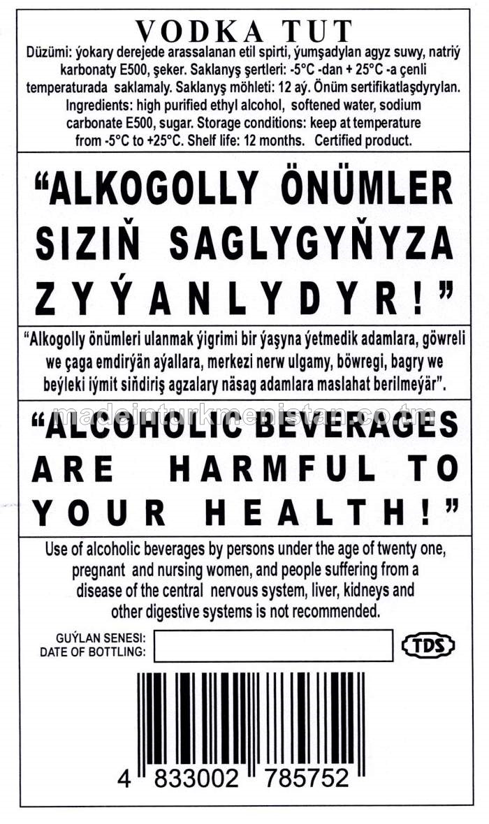"TUT" aragy. Alk: 40%