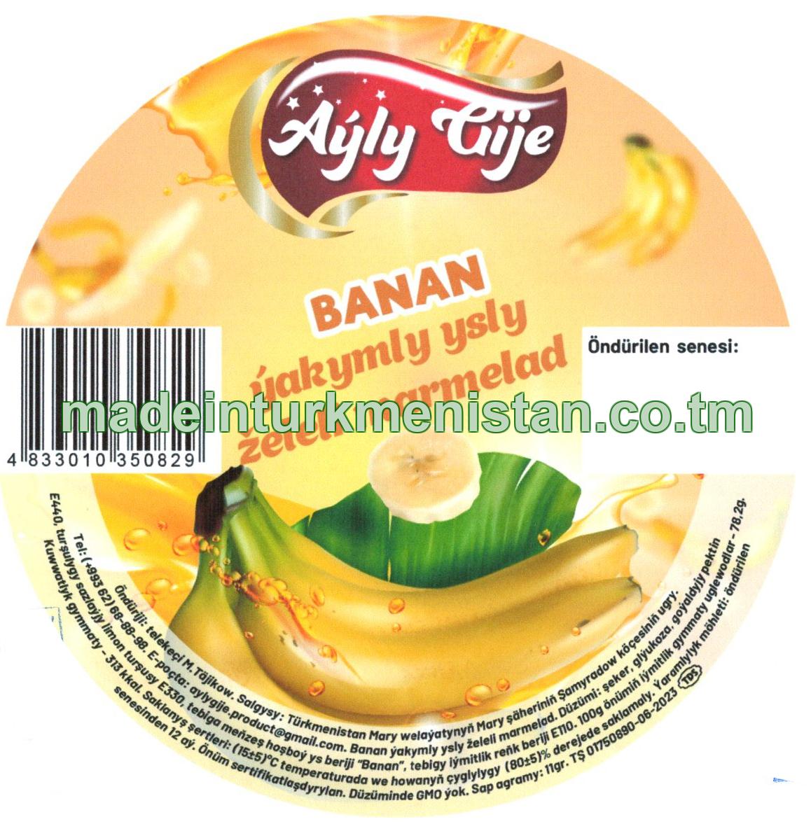 Banan ýakymly ysly želeli marmelad