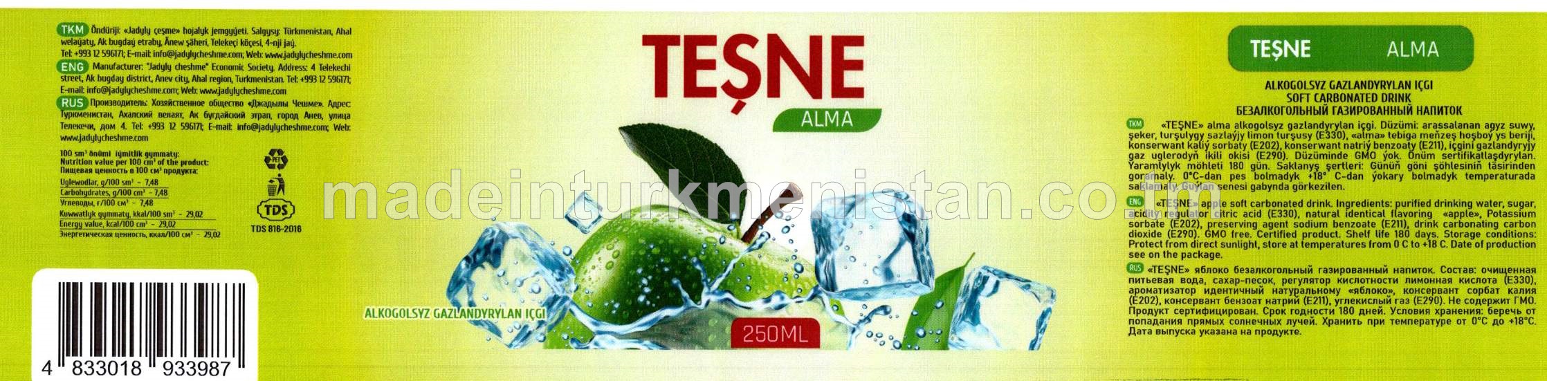 Alma alkogolsyz gazlandyrylan içgi