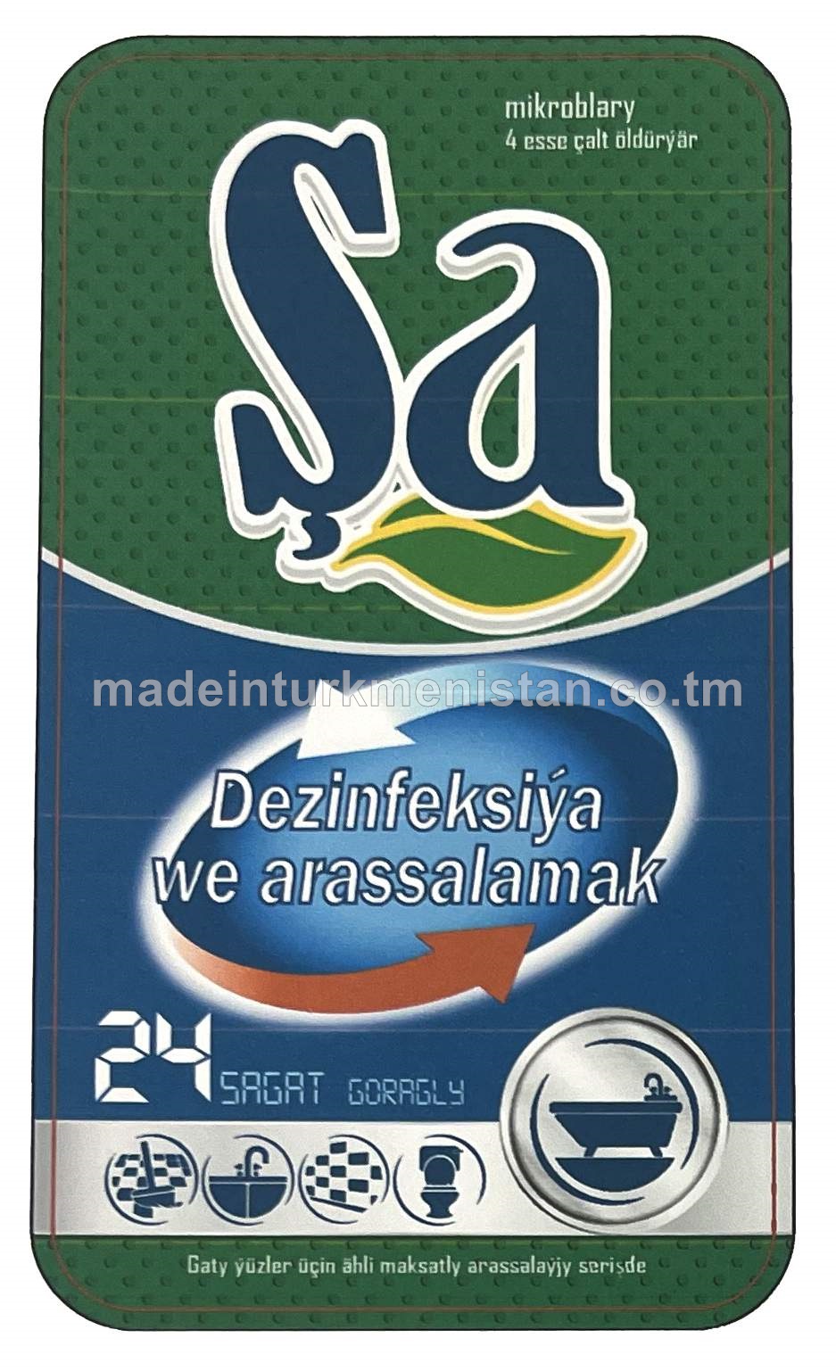 Şa gaty ýüzler üçin ähli maksatly arassalaýjy serişde, dezinfeksiýa we arassalamak