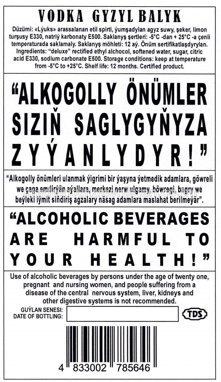 "Gyzyl balyk" aragy. Alk: 40%