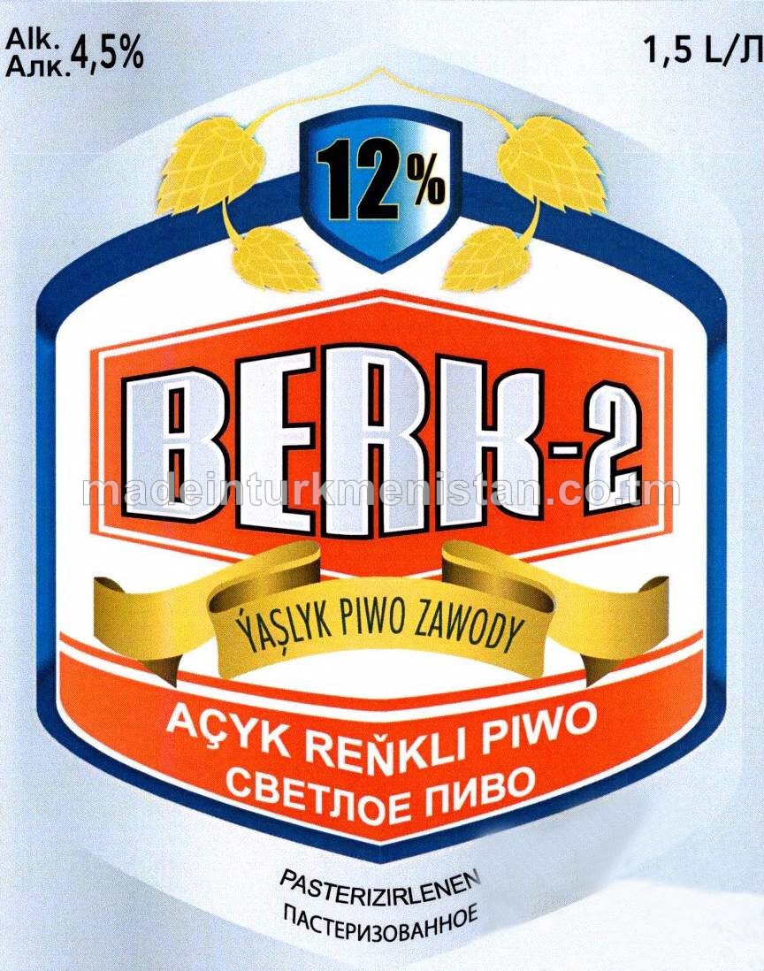 Açyk reňkli pasterizirlenen süzülen piwo. Alk: 4,5%